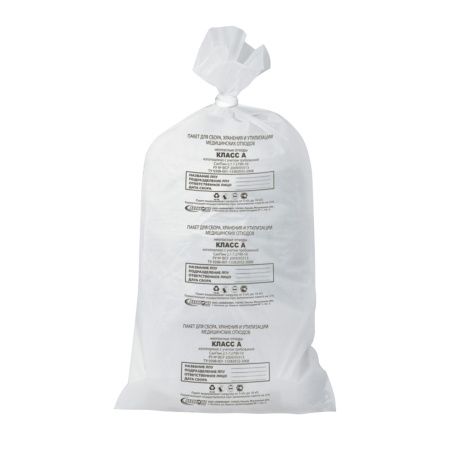 пакеты (400+300)х950 90л 16мкм Класс А с завязками/250
