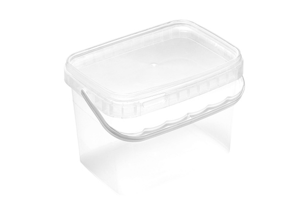 банка 2 л прозрачная ПРЯМОУГОЛЬНАЯ прозр. крышка ЭП/1шт *