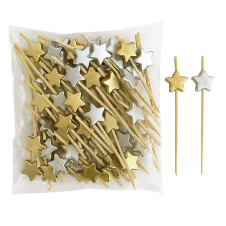 пика бамбук Звезда (золото/серебро) 7 см/100