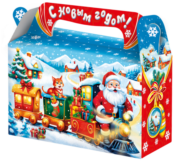 коробка 0,5 кг Новогодний поезд (хром-эрзац)