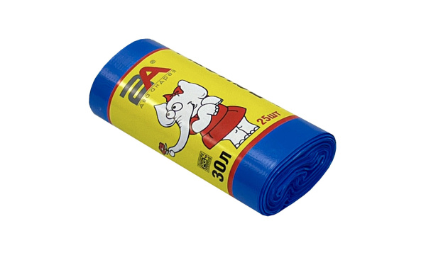 пакеты д/мусора 30л 25шт "Слоны в рулоне" 2А синие