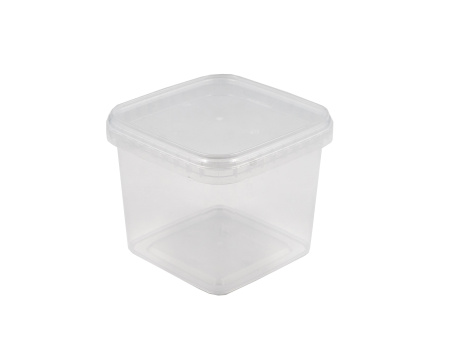 банка 1,15л квадратная прозр. прозрачная крышка 129х129 АУ *