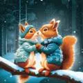 НГ салфетки 2-сл 33х33 Зимние белочки/20
